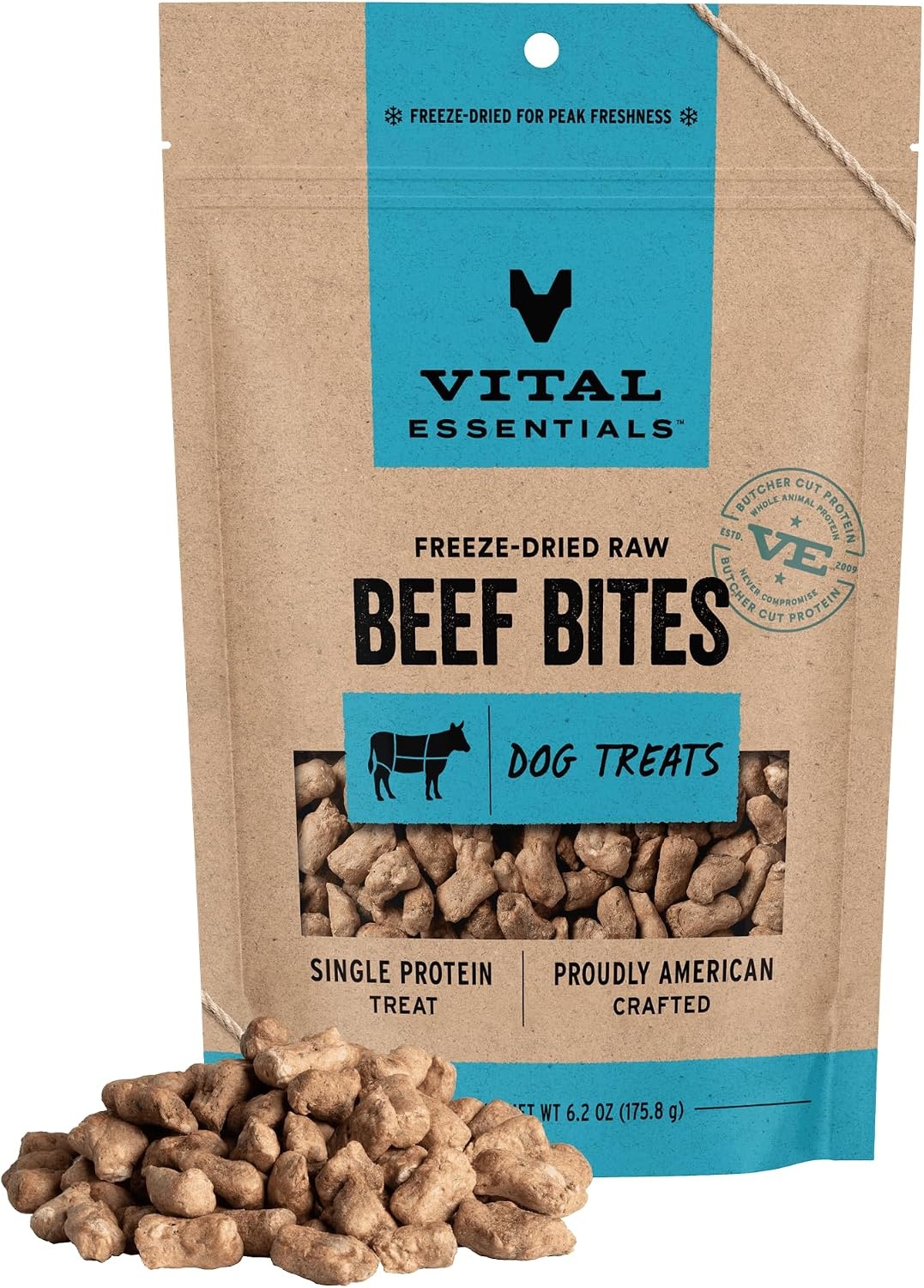 image:imageVital Essentials Freeze Dried Dog Treats Beef Bites 62 oz Bag Single Protein Made With Beef amp Liver Premium Quality Protein GrainFree Training TreatsBeef