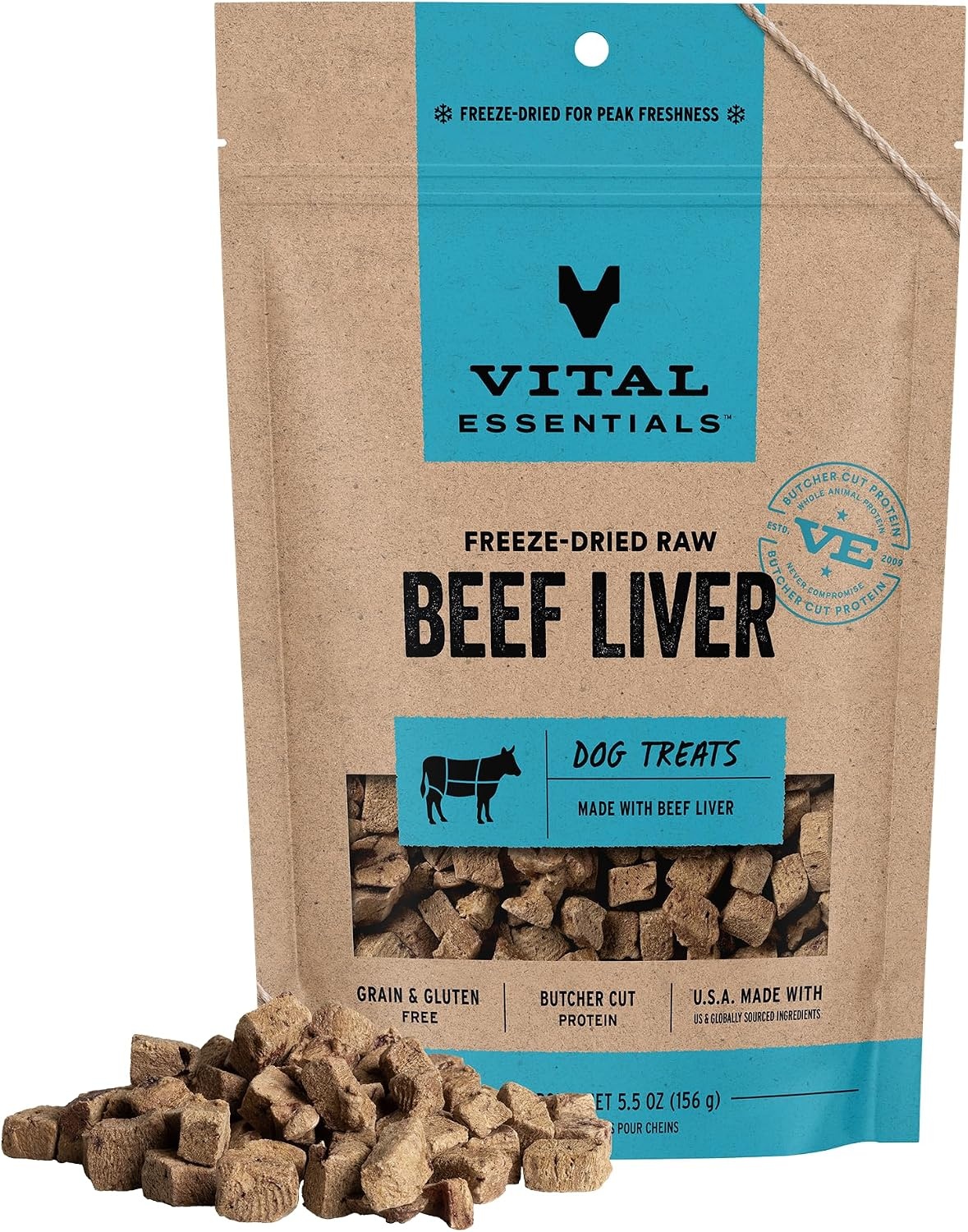image:imageVital Essentials Freeze Dried Dog Treats Beef Liver 21 oz Bag Single Ingredient Made With 100 Beef Liver GrainFree Training Treats USA Made with US amp Globally Sourced IngredientsBeef