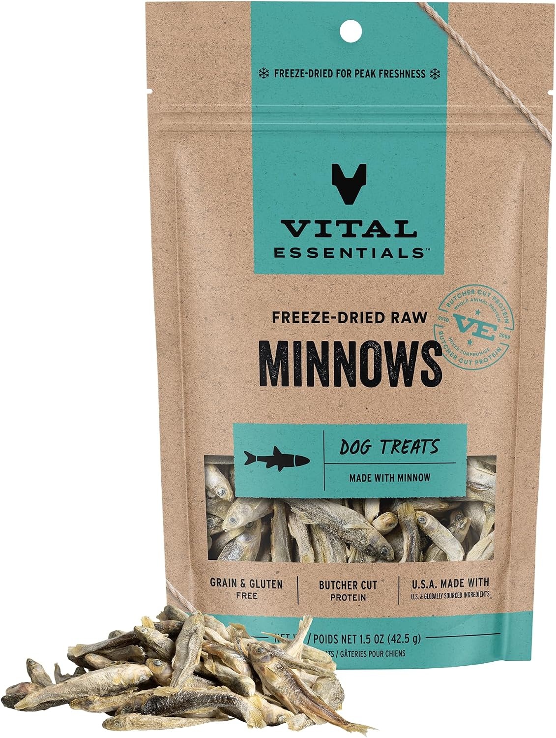 image:imageVital Essentials Freeze Dried Minnows Dog Treats 1 oz Bag Single Ingredient 100 Minnow Premium Quality Protein GrainFree Treats USA Made with US amp Globally Sourced IngredientsMinnows