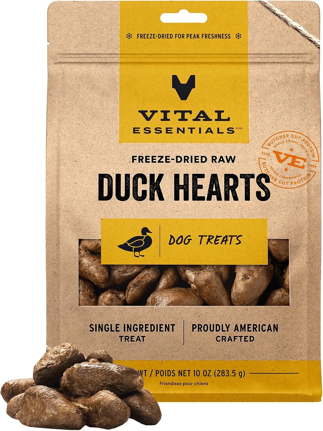 image:imageVital Essentials Freeze Dried Raw Chicken Hearts Dog Treats 375 oz Bag Single Ingredient Premium Quality Protein Grain Free USA Made with US amp Globally Sourced IngredientsDuck Hearts