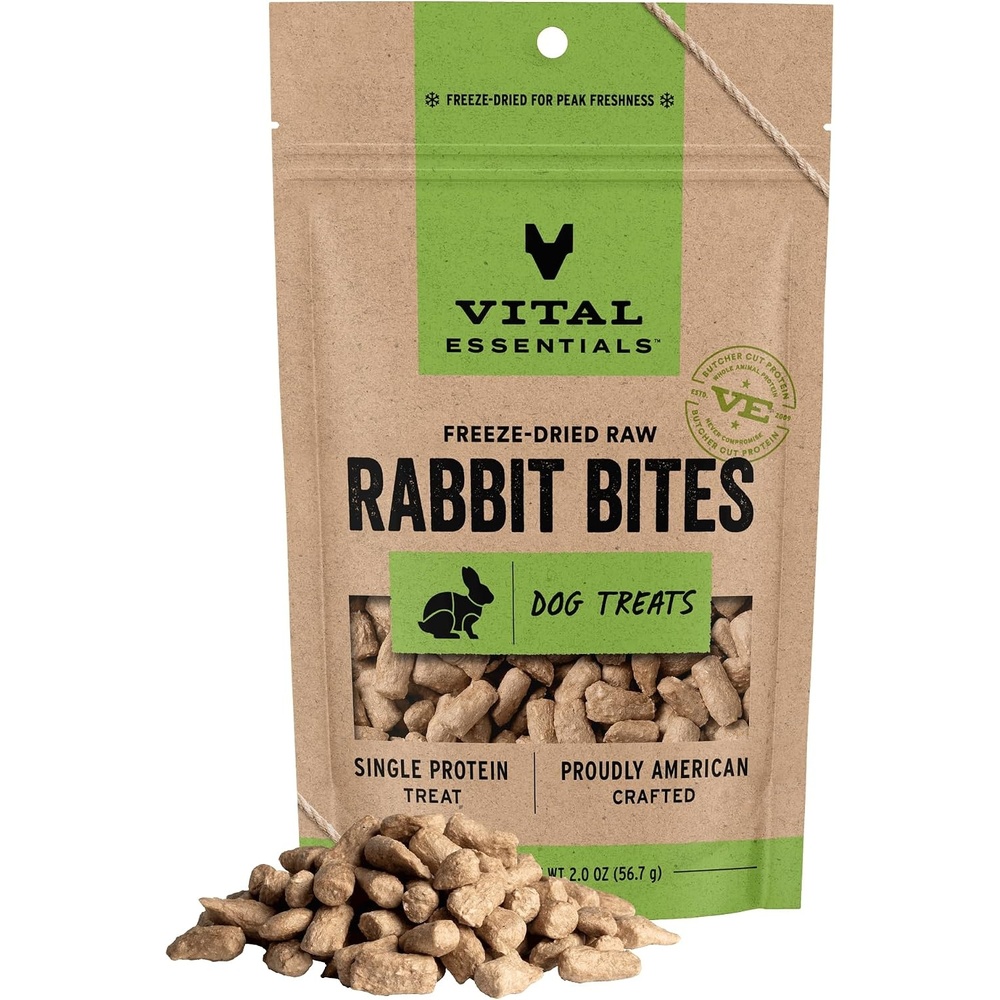 image:imageVital Essentials Freeze Dried Dog Treats Beef Bites 62 oz Bag Single Protein Made With Beef amp Liver Premium Quality Protein GrainFree Training TreatsRabbit