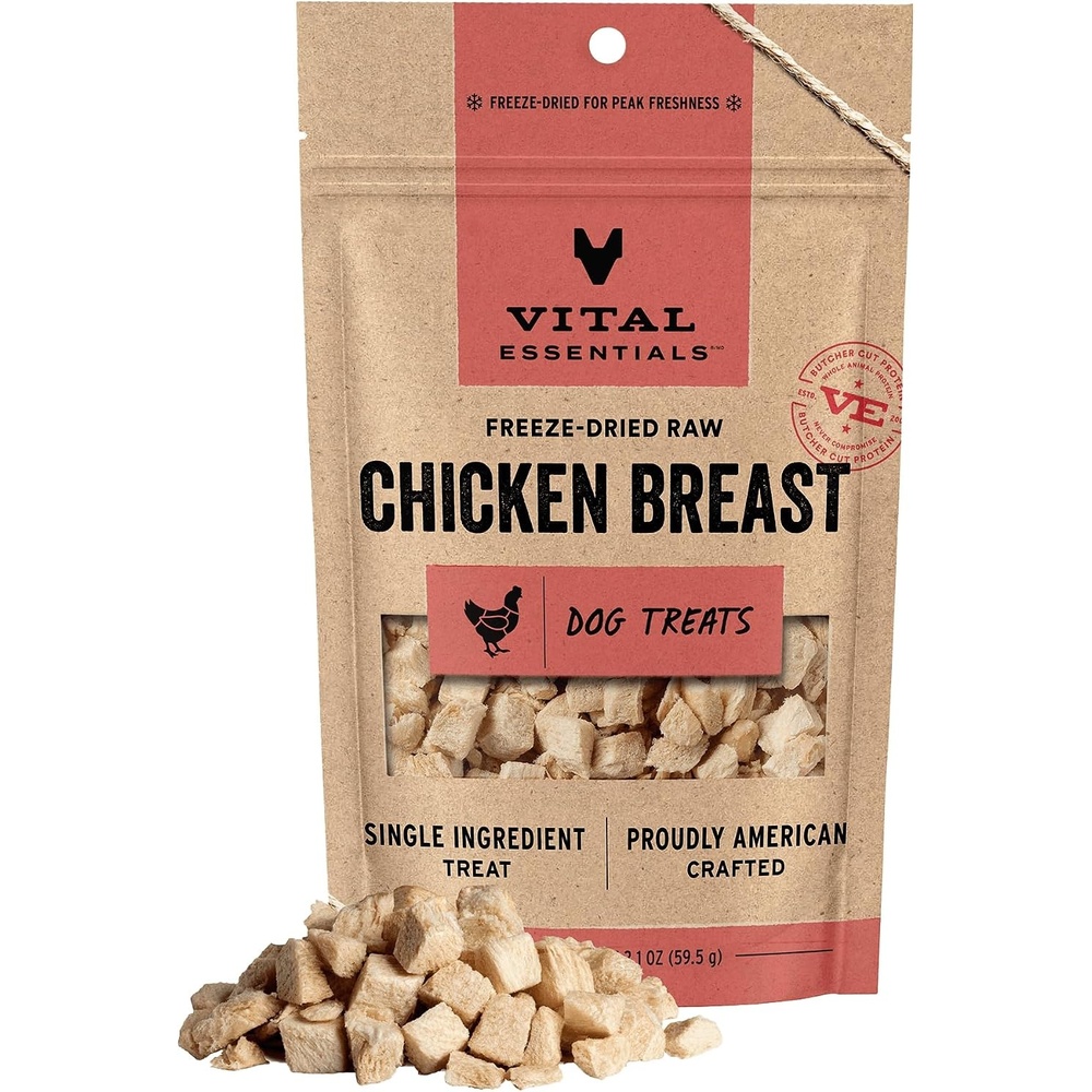 image:imageVital Essentials Freeze Dried Dog Treats Beef Liver 21 oz Bag Single Ingredient Made With 100 Beef Liver GrainFree Training Treats USA Made with US amp Globally Sourced IngredientsChicken