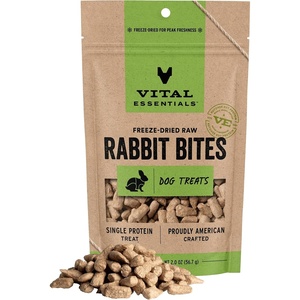 Vital Essentials Freeze Dried Dog Treats, Beef Bites, 6.2 oz Bag | Single Protein, Made With Beef & Liver, Premium Quality Protein, Grain-Free Training Treats(Rabbit)
