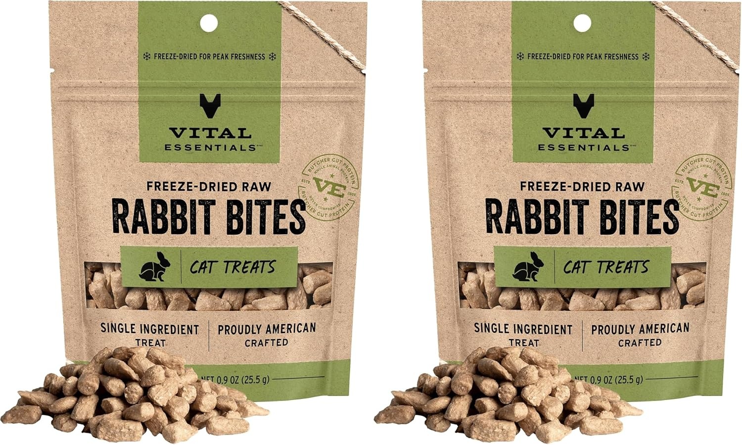image:imageVital Essentials Freeze Dried Cat Treats Rabbit Bites 09 oz Bag Crunchy Single Ingredient Premium Quality Protein Grain Free USA Made with US amp Globally Sourced IngredientsRabbit