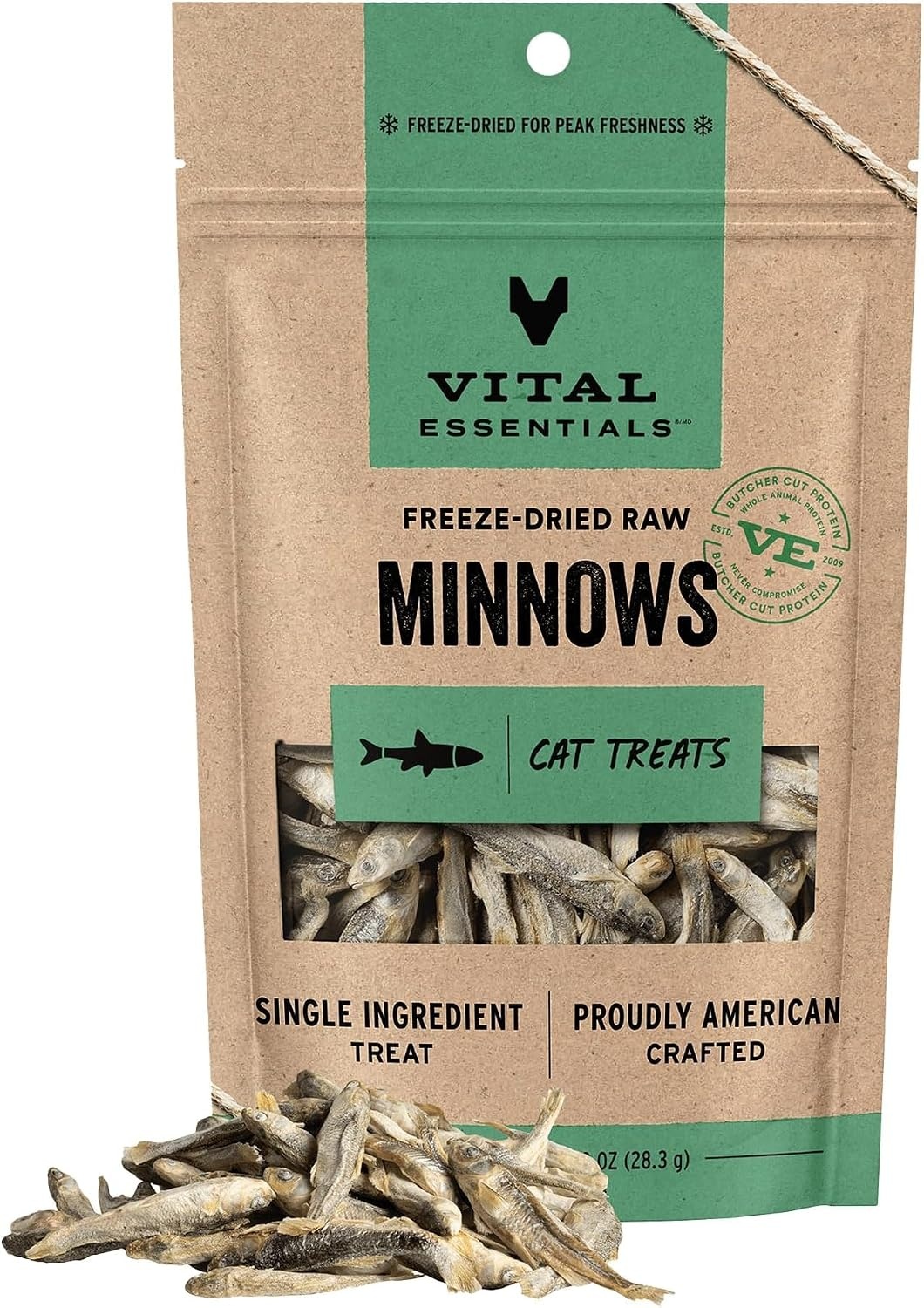 image:imageVital Essentials Freeze Dried Minnows Cat Treats 05 oz Bag Single Ingredient Premium Quality Protein Grain Free Healthy Treats USA Made with US amp Globally Sourced IngredientsMinnows