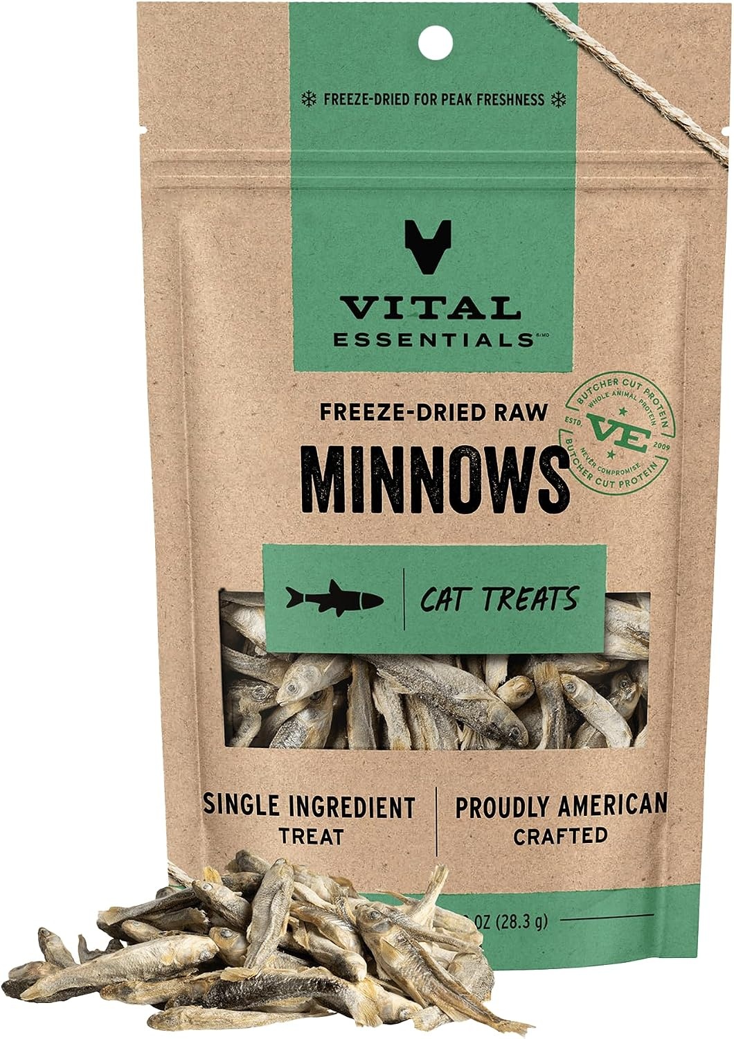 image:imageVital Essentials Freeze Dried Minnows Cat Treats 05 oz Bag Single Ingredient Premium Quality Protein Grain Free Healthy Treats USA Made with US amp Globally Sourced IngredientsMinnows