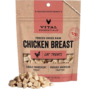 Vital Essentials Freeze Dried Cat Treats, Duck Liver, 0.9 oz Bag | Single Ingredient, Premium Quality Protein, Grain Free, Healthy Treats, USA Made with U.S. & Globally Sourced Ingredients(Chicken)