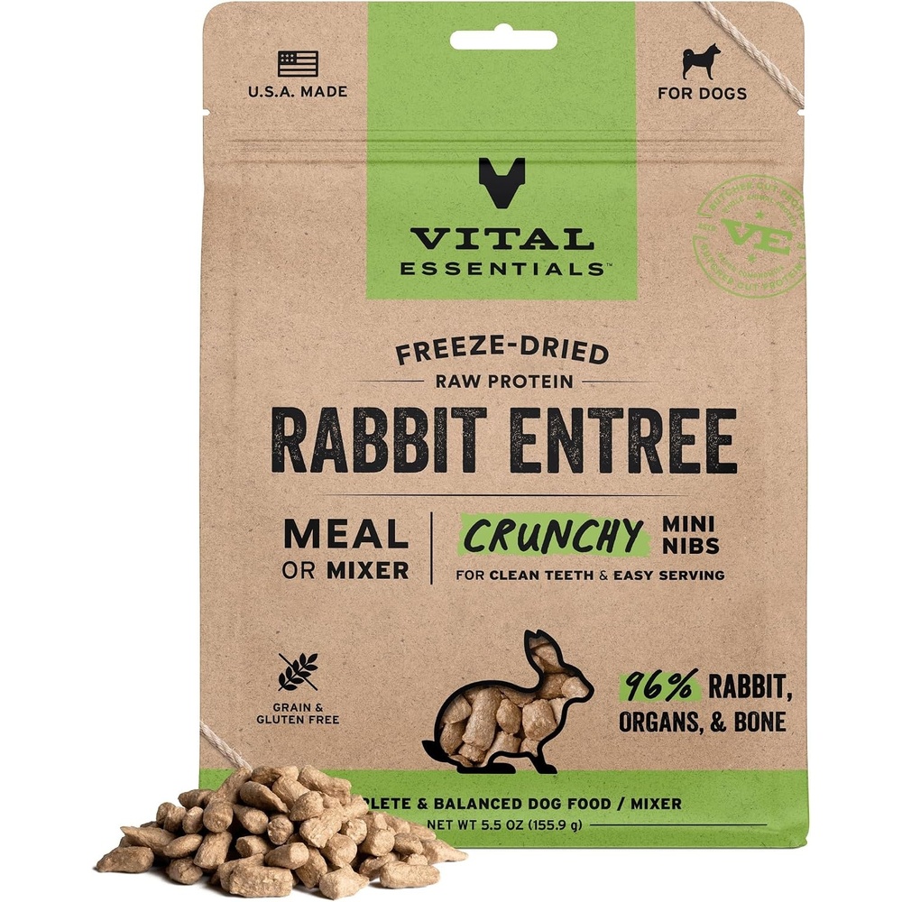 image:imageVital Essentials Freeze Dried Dog Food Beef Mini Nibs 55 oz BagRabbit