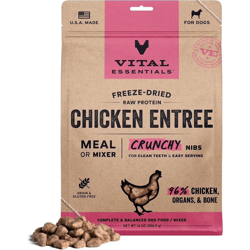 image:imageVital Essentials Freeze Dried Dog Food Chicken Nibs 14 oz BagChicken