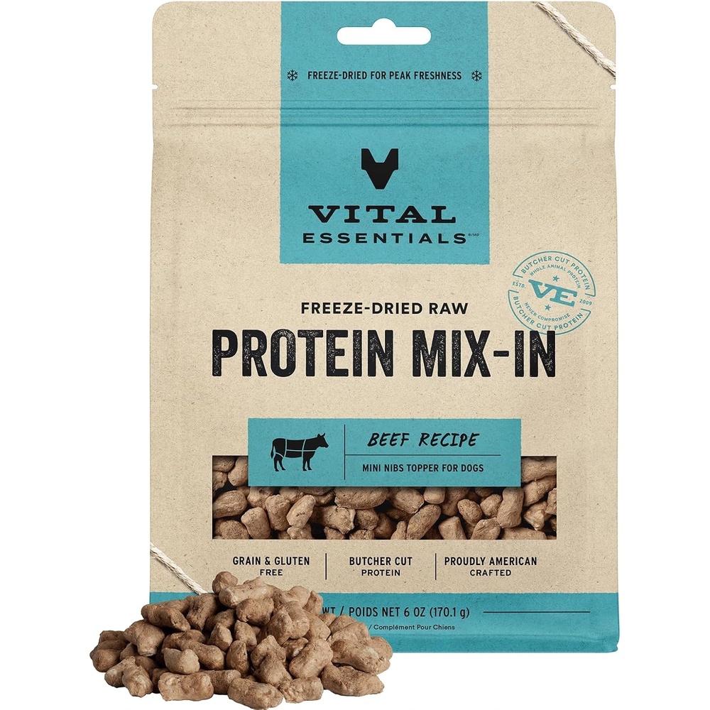image:imageVital Essentials Freeze Dried Dog Food Topper Chicken Mini Nibs 18 oz BagBeef