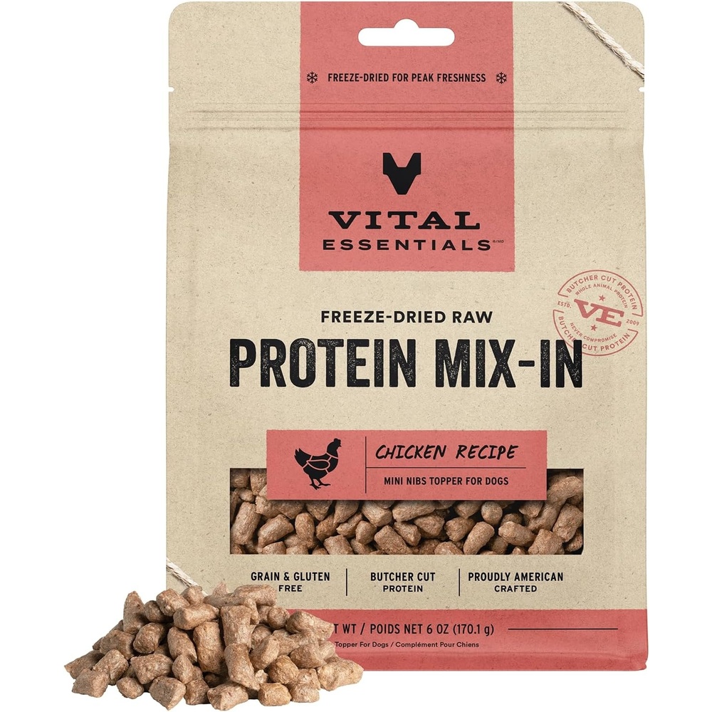 image:imageVital Essentials Freeze Dried Dog Food Topper Chicken Mini Nibs 18 oz BagChicken