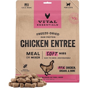 Vital Essentials Freeze Dried Cat Food, Pork Nibs, 12 oz Bag(Chicken)