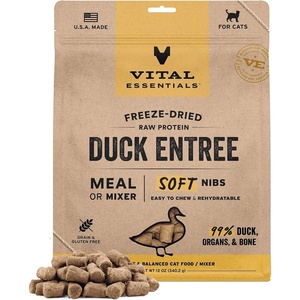 Vital Essentials Freeze Dried Cat Food, Pork Nibs, 12 oz Bag(Duck)