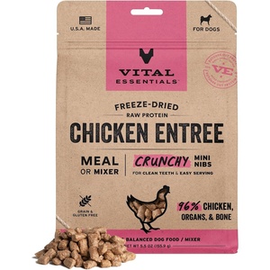 Vital Essentials Freeze Dried Dog Food, Beef Mini Nibs, 5.5 oz Bag(Chicken)