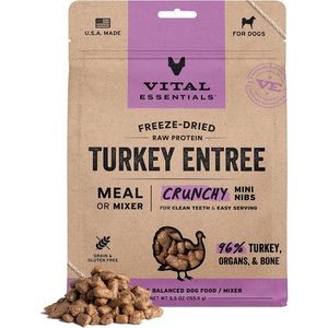 Vital Essentials Freeze Dried Dog Food, Beef Mini Nibs, 5.5 oz Bag(Turkey)