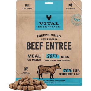 Vital Essentials Freeze Dried Dog Food, Beef Nibs, 14 oz Bag(Beef)