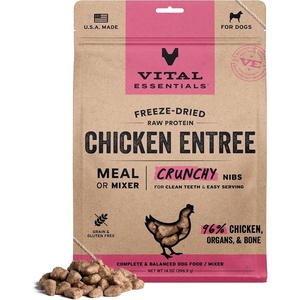 Vital Essentials Freeze Dried Dog Food, Chicken Nibs, 14 oz Bag(Chicken)