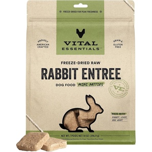 Vital Essentials Freeze Dried Dog Food, Duck Mini Patties, 14 oz Bag(Rabbit)