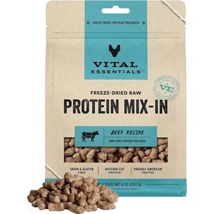 Vital Essentials Freeze Dried Dog Food Topper, Chicken Mini Nibs, 18 oz Bag(Beef)