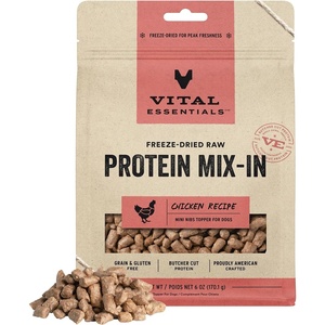 Vital Essentials Freeze Dried Dog Food Topper, Chicken Mini Nibs, 18 oz Bag(Chicken)
