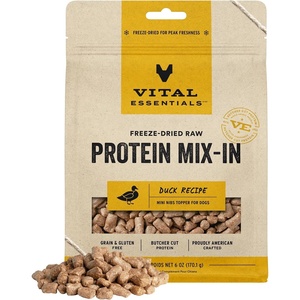 Vital Essentials Freeze Dried Dog Food Topper, Chicken Mini Nibs, 18 oz Bag(Duck)