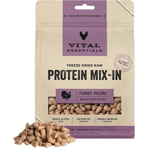 Vital Essentials Freeze Dried Dog Food Topper, Chicken Mini Nibs, 18 oz Bag(Turkey)