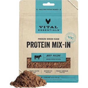Vital Essentials Freeze Dried Dog Food Topper, Turkey, 6 oz Bag(Beef)