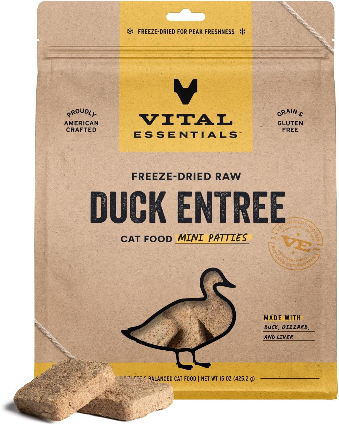 image:imageVital Essentials Freeze Dried Cat Food Chicken Mini Patties 8 oz BagDuck