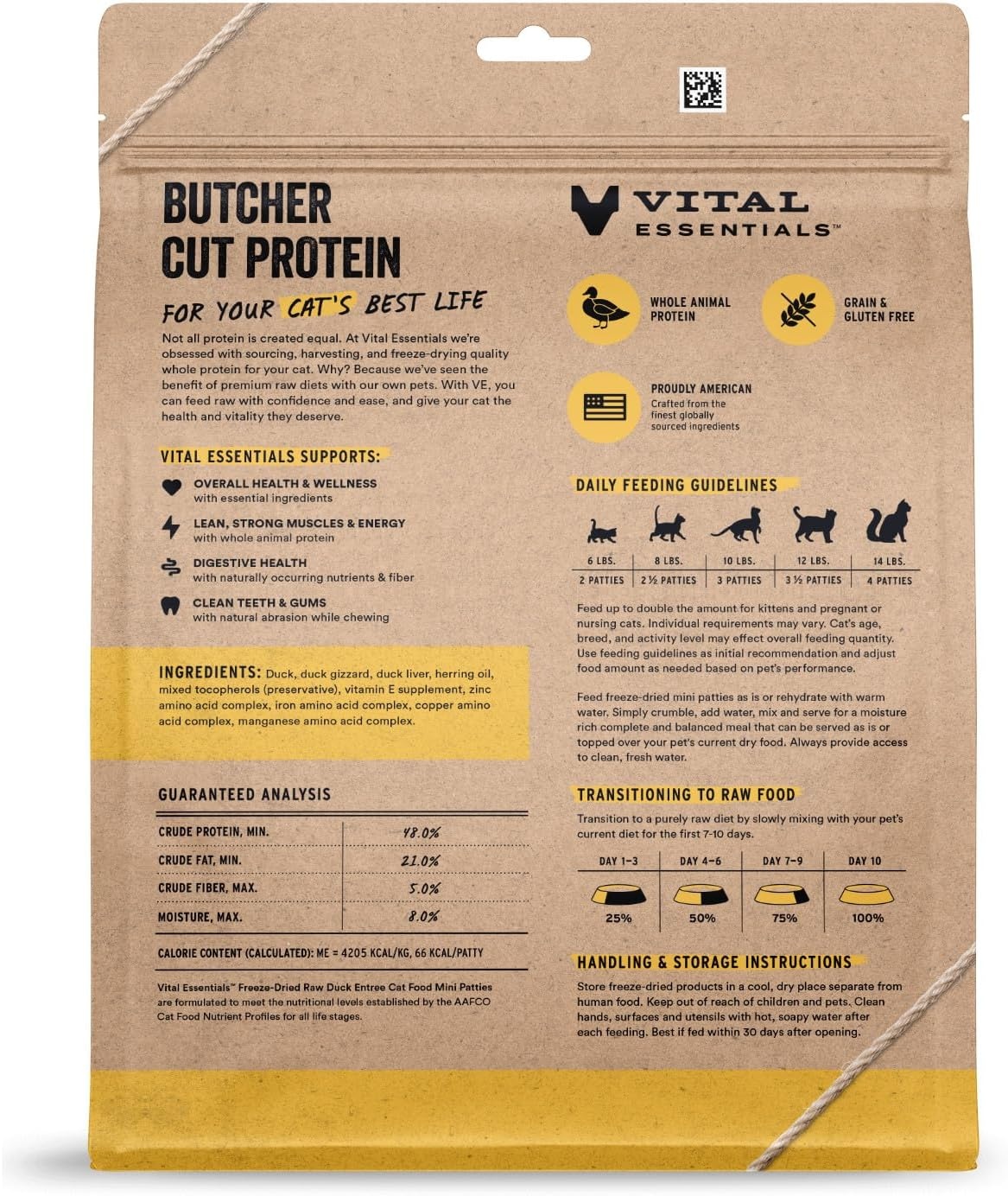 image:imageVital Essentials Freeze Dried Cat Food Chicken Mini Patties 8 oz BagDuck
