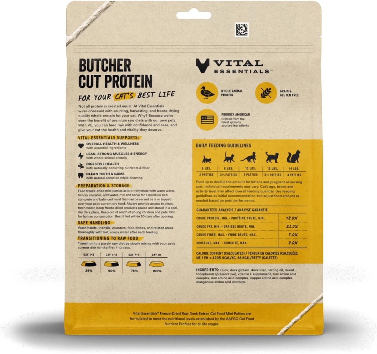image:imageVital Essentials Freeze Dried Cat Food Chicken Mini Patties 8 oz BagDuck
