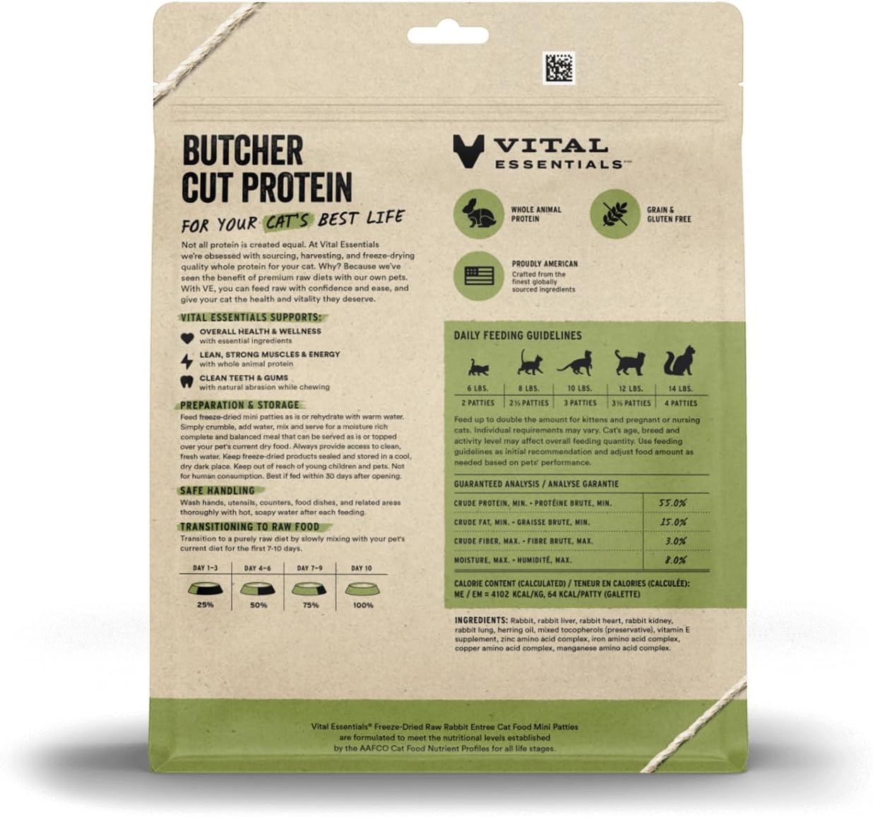 image:imageVital Essentials Freeze Dried Cat Food Chicken Mini Patties 8 oz BagRabbit