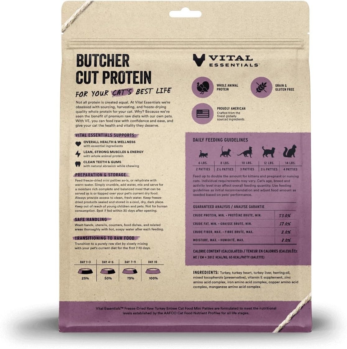 image:imageVital Essentials Freeze Dried Cat Food Chicken Mini Patties 8 oz BagTurkey