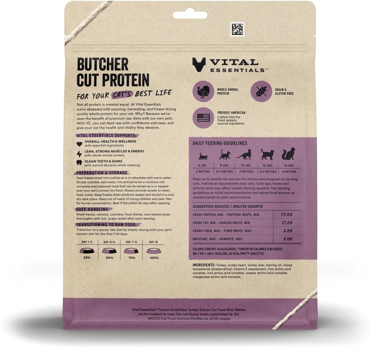 image:imageVital Essentials Freeze Dried Cat Food Chicken Mini Patties 8 oz BagTurkey