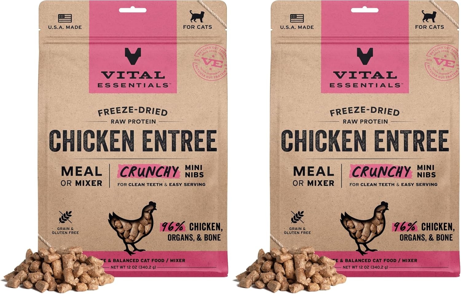 image:imageVital Essentials Freeze Dried Cat Food Duck Mini Nibs 12 oz BagChicken