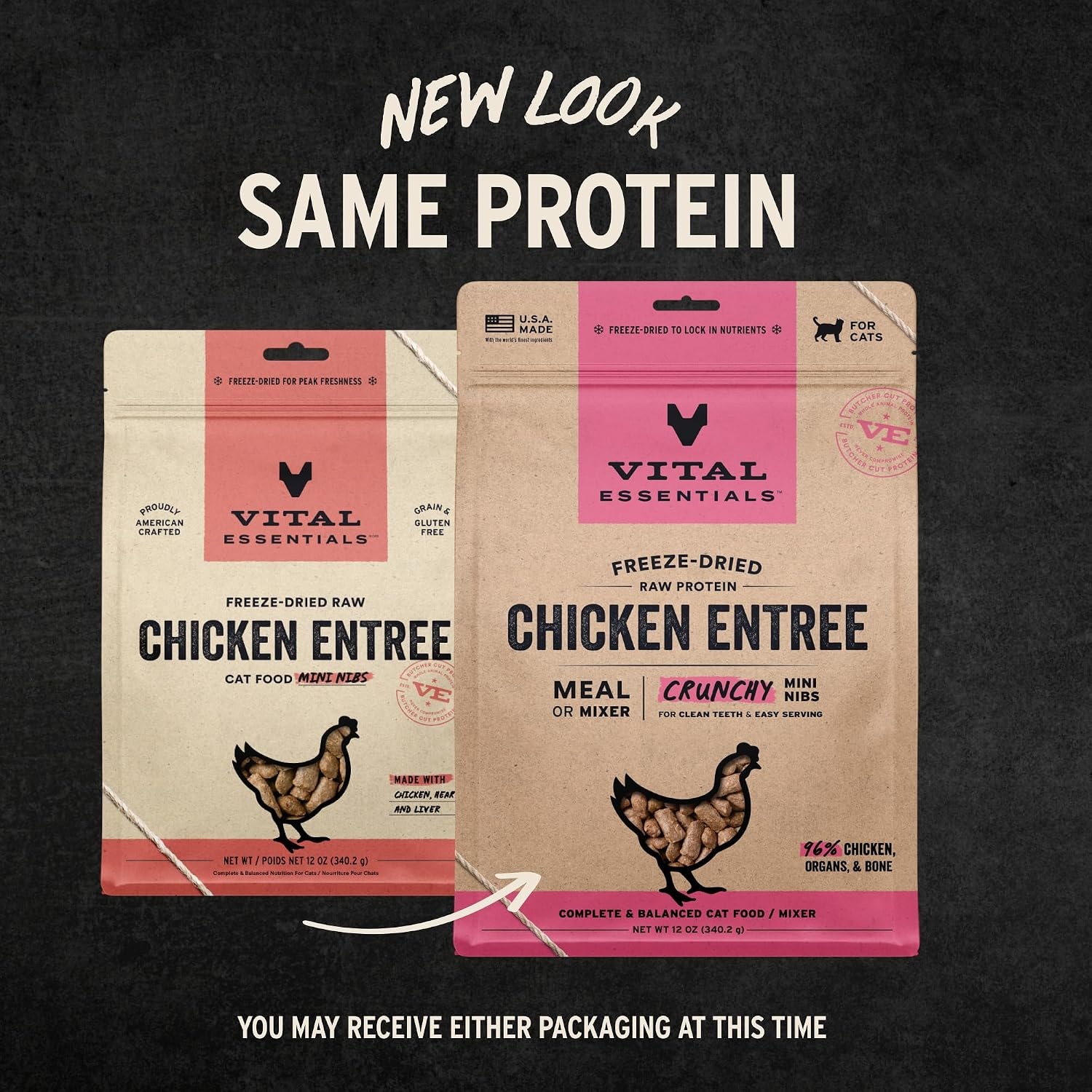 image:imageVital Essentials Freeze Dried Cat Food Duck Mini Nibs 12 oz BagChicken