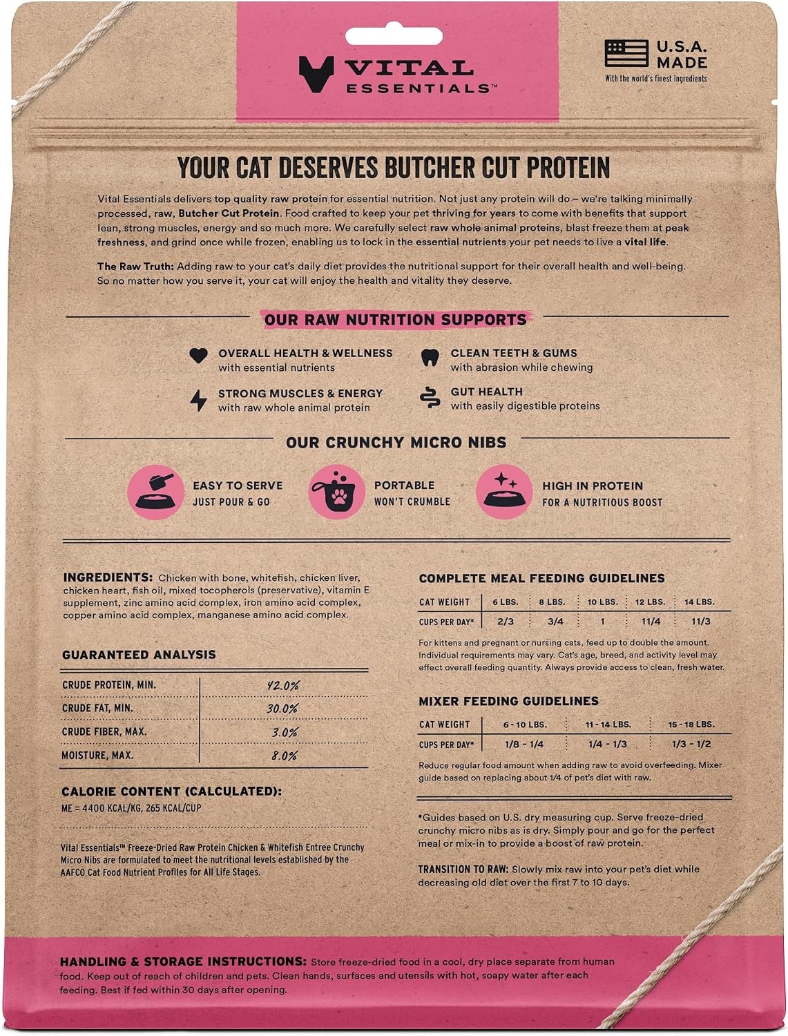image:imageVital Essentials Freeze Dried Cat Food Pork amp Lamb Nibs 12 oz BagChicken Whitefish