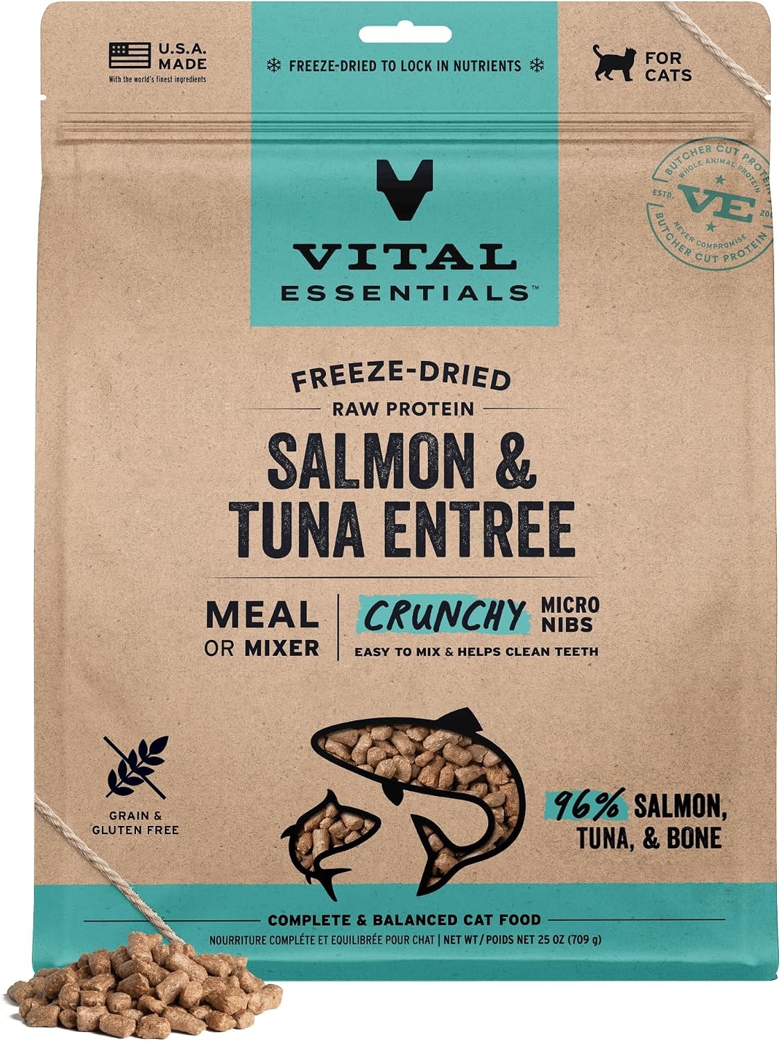 image:imageVital Essentials Freeze Dried Cat Food Pork amp Lamb Nibs 12 oz BagSalmon Tuna