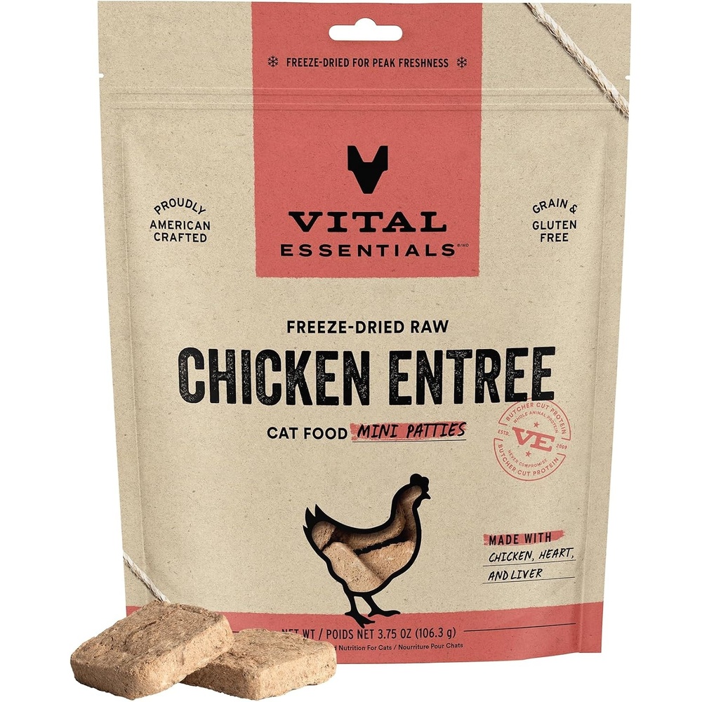 image:imageVital Essentials Freeze Dried Cat Food Chicken Mini Patties 8 oz BagChicken