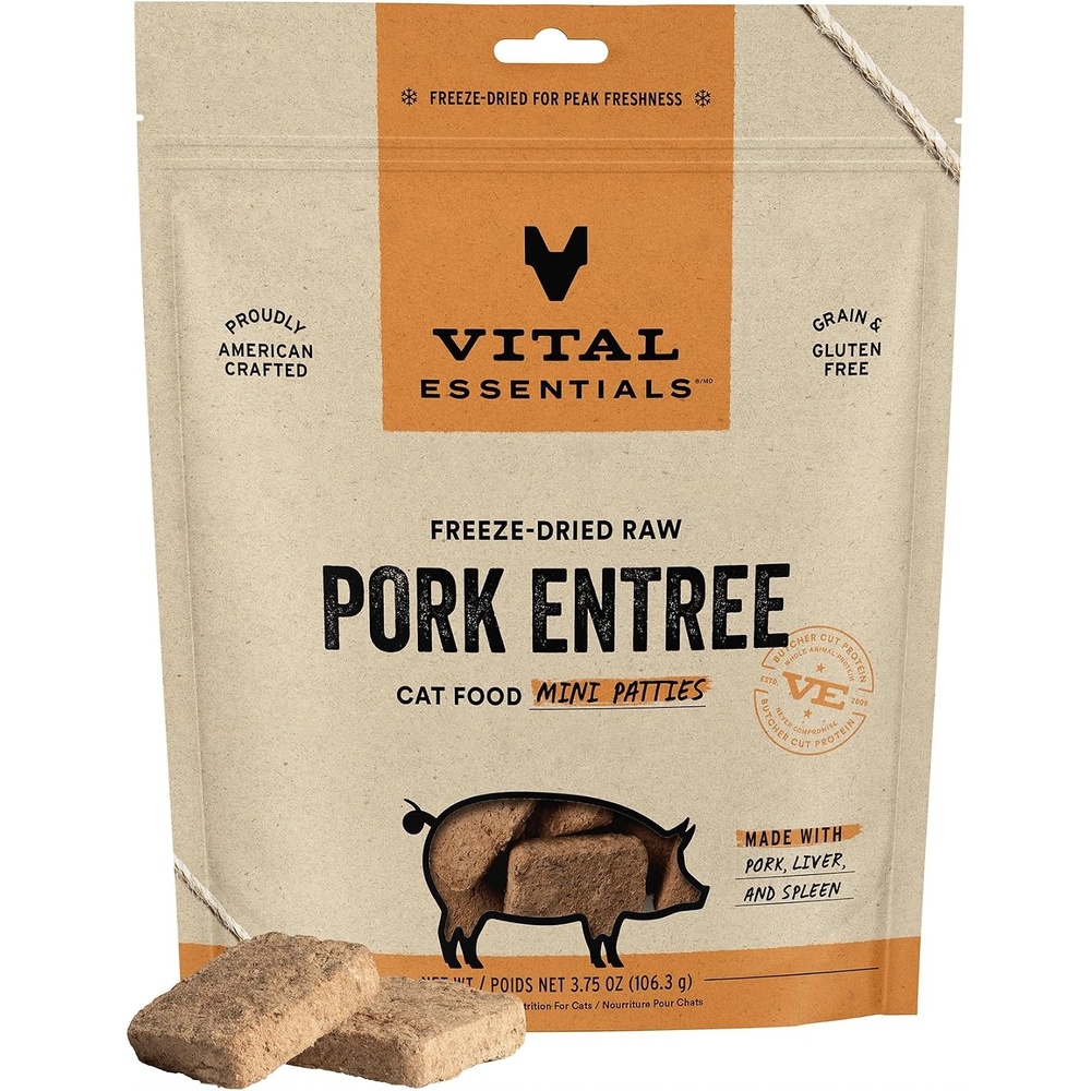 image:imageVital Essentials Freeze Dried Cat Food Chicken Mini Patties 8 oz BagPork