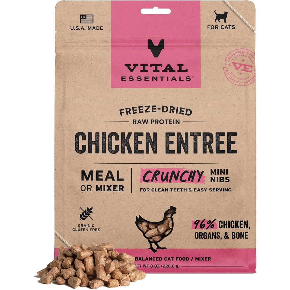 image:imageVital Essentials Freeze Dried Cat Food Duck Mini Nibs 12 oz BagChicken