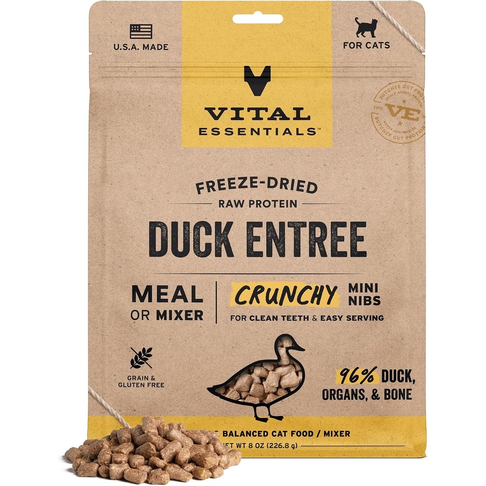 image:imageVital Essentials Freeze Dried Cat Food Duck Mini Nibs 12 oz BagDuck