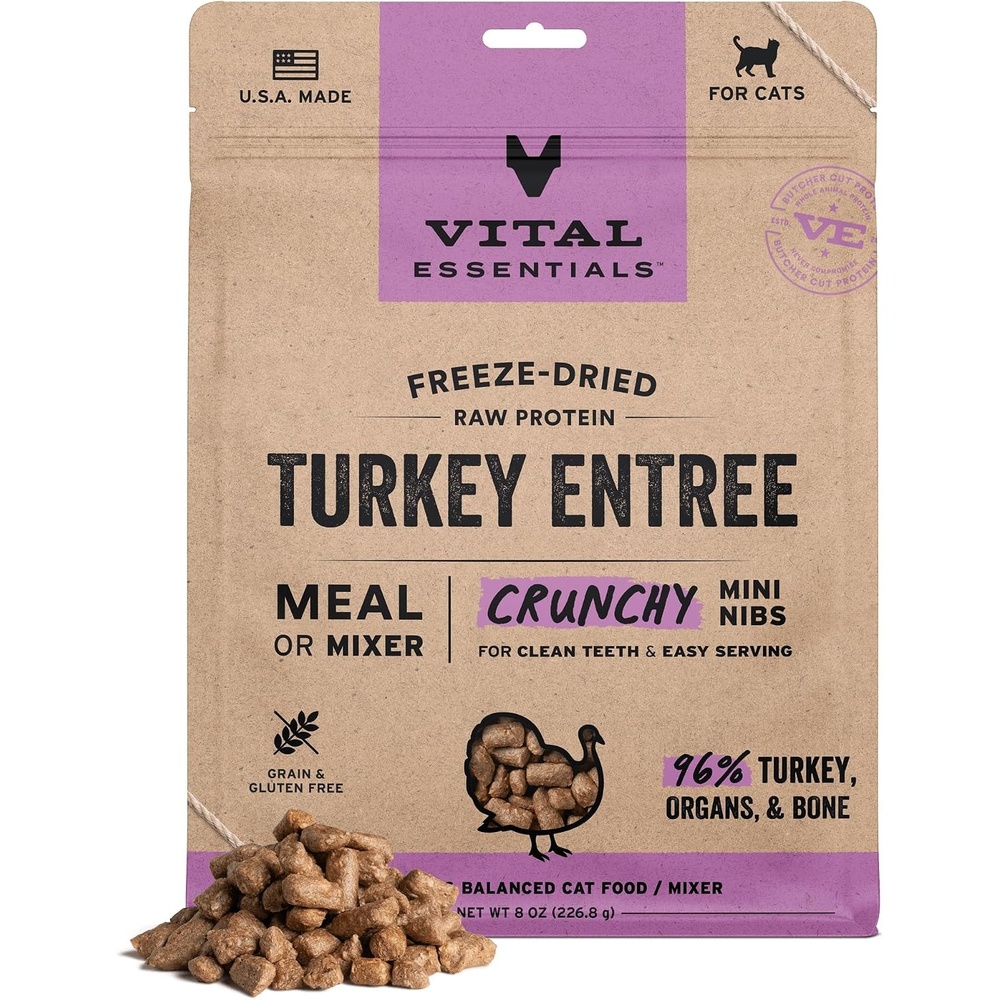 image:imageVital Essentials Freeze Dried Cat Food Duck Mini Nibs 12 oz BagTurkey