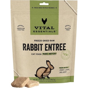 Vital Essentials Freeze Dried Cat Food, Chicken Mini Patties, 8 oz Bag(Rabbit)