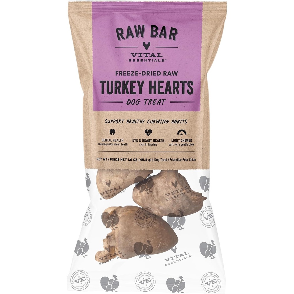 image:imageVital Essentials FreezeDried Raw Turkey Hearts Dog Treats 16 oz Bag1 Count Pack of 1