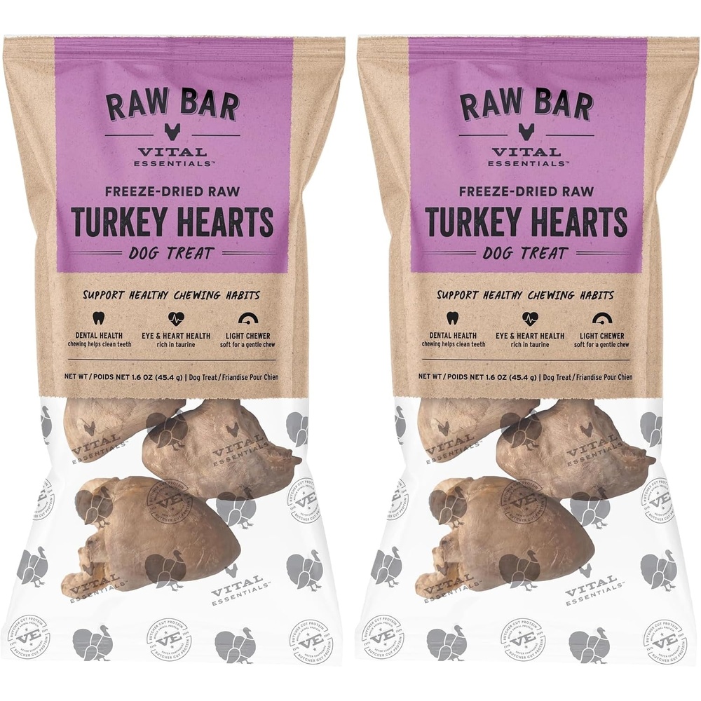 image:imageVital Essentials FreezeDried Raw Turkey Hearts Dog Treats 16 oz Bag1 Count Pack of 2
